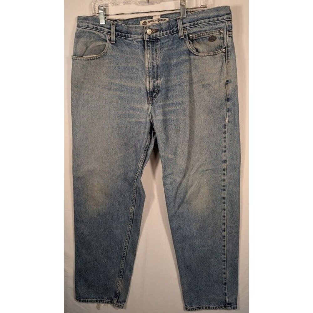 Vintage Wide Leg Harley Davidson Genuine Motor Clothes Jeans Size 38x32
